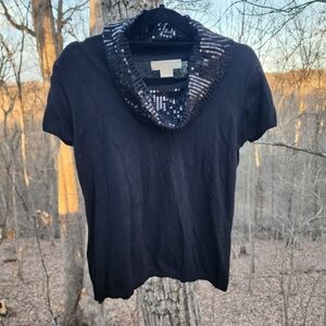 Michael Kors Black Cowl Neck Short Sleeve T-Shirt